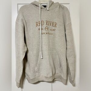 Red River New Mexico Neutral Hoodie with Brown Logo - 2XL